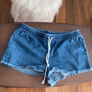 Denim drawstring shorts